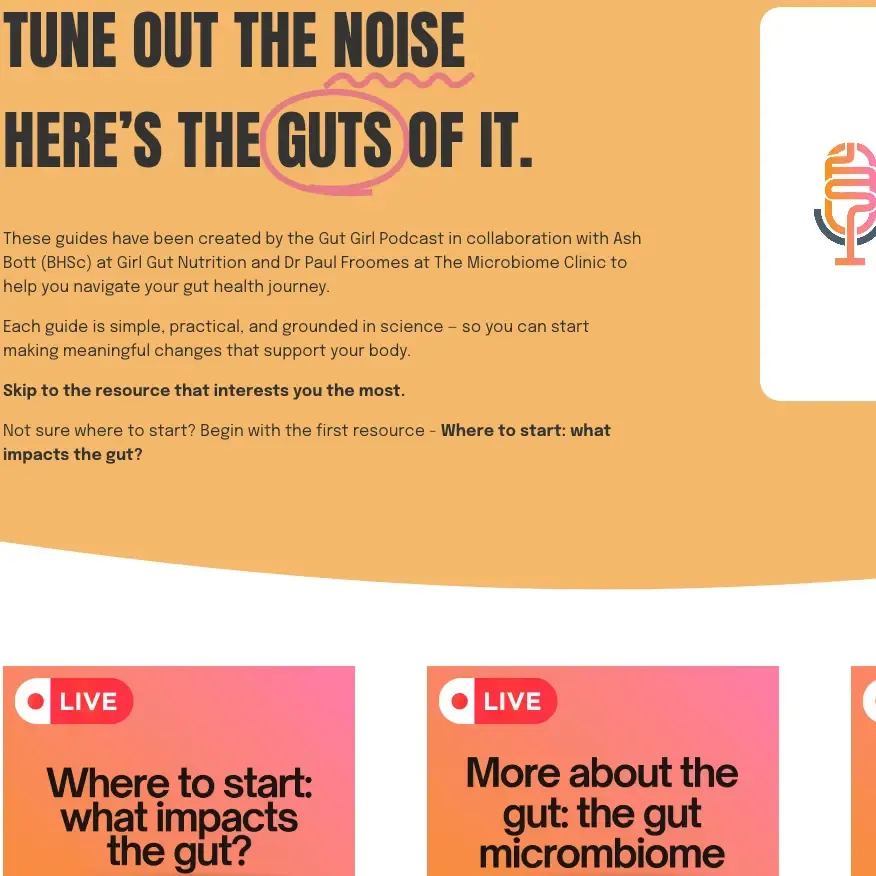 A design detail from the Gut Girl Podcast website