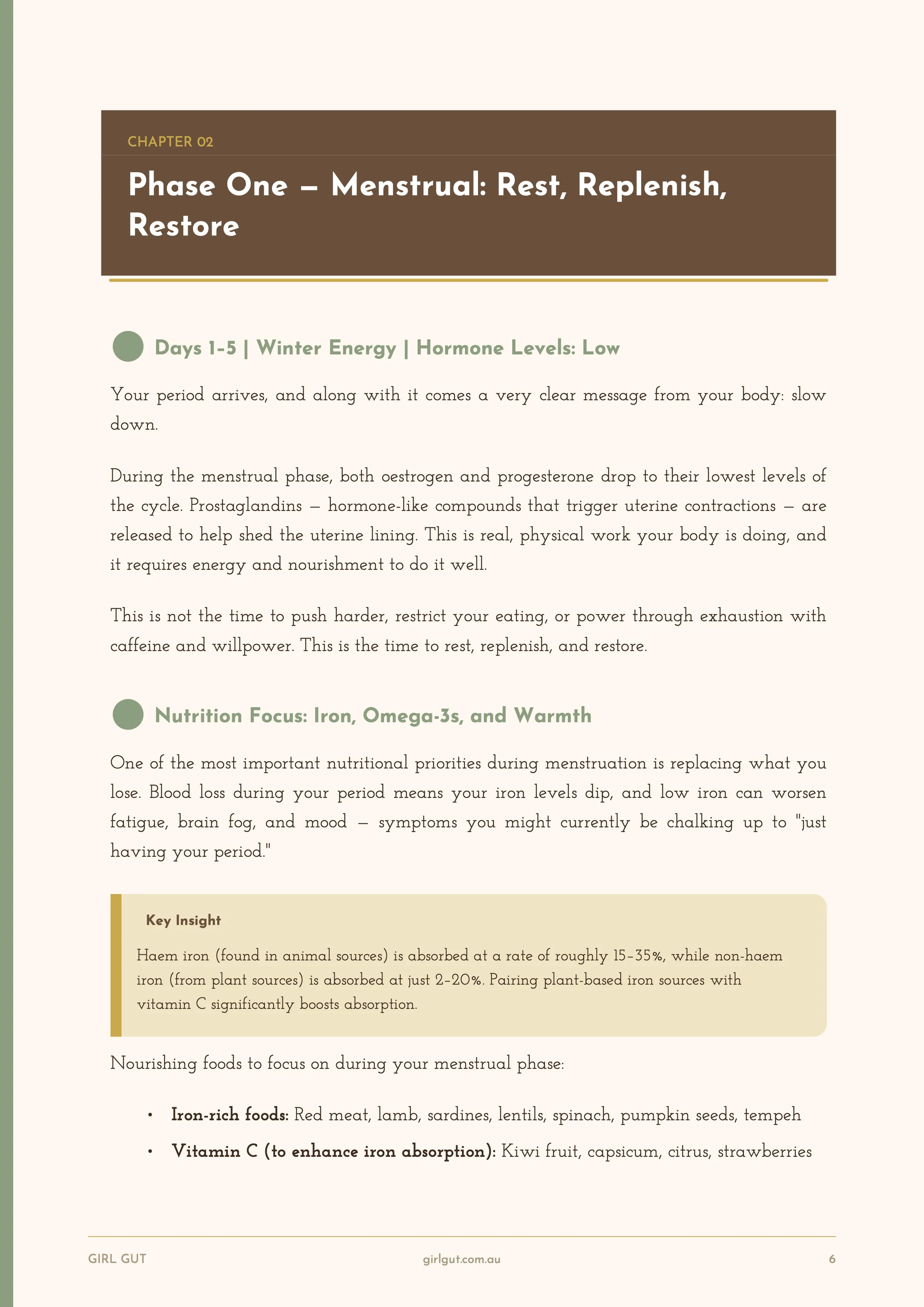 Internal page demonstrating long-form body copy in Ashleigh Bott's founder voice