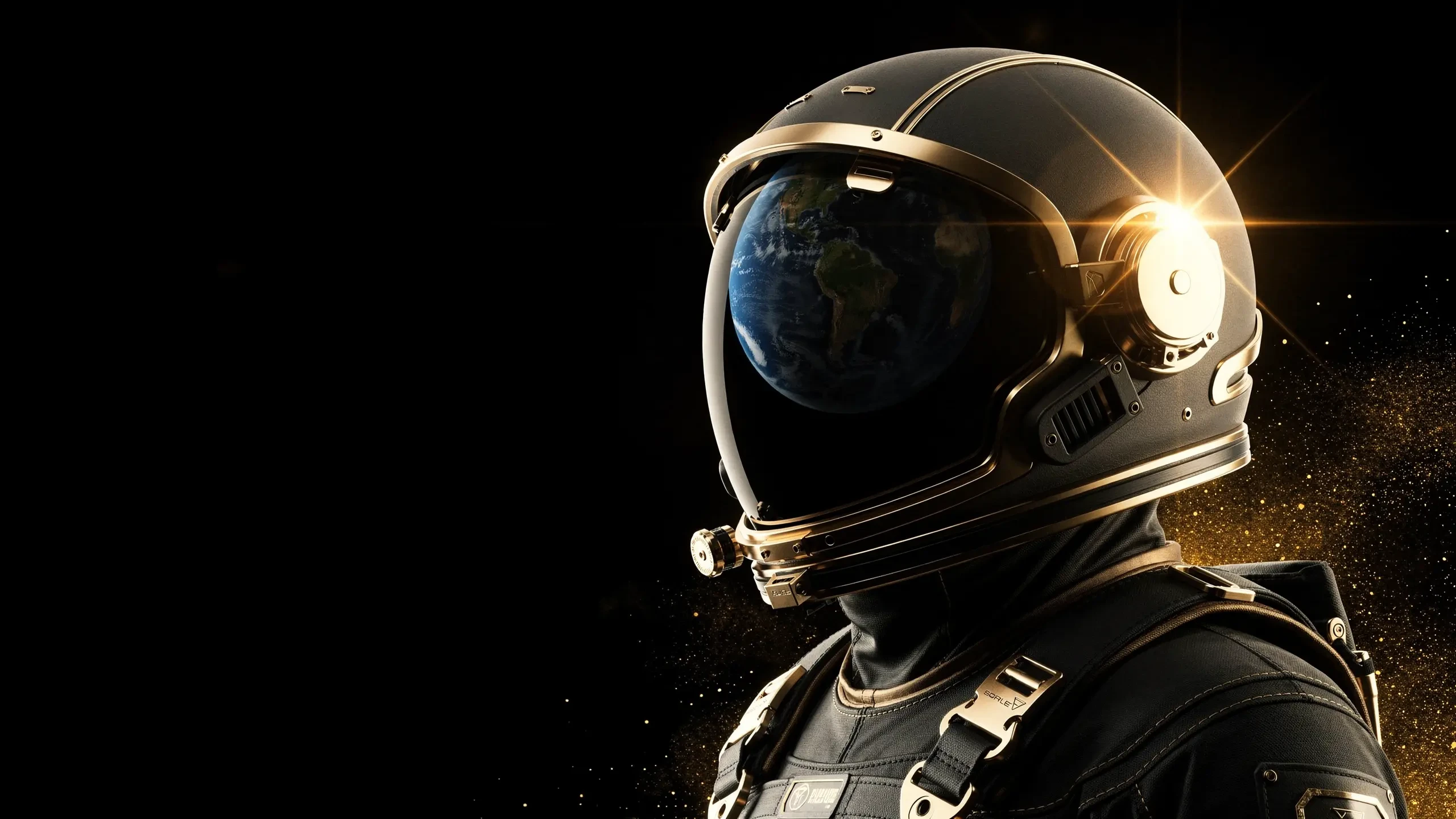 Astronaut in deep space, illuminated by warm gold light, representing the digital frontier for Shellharbour businesses