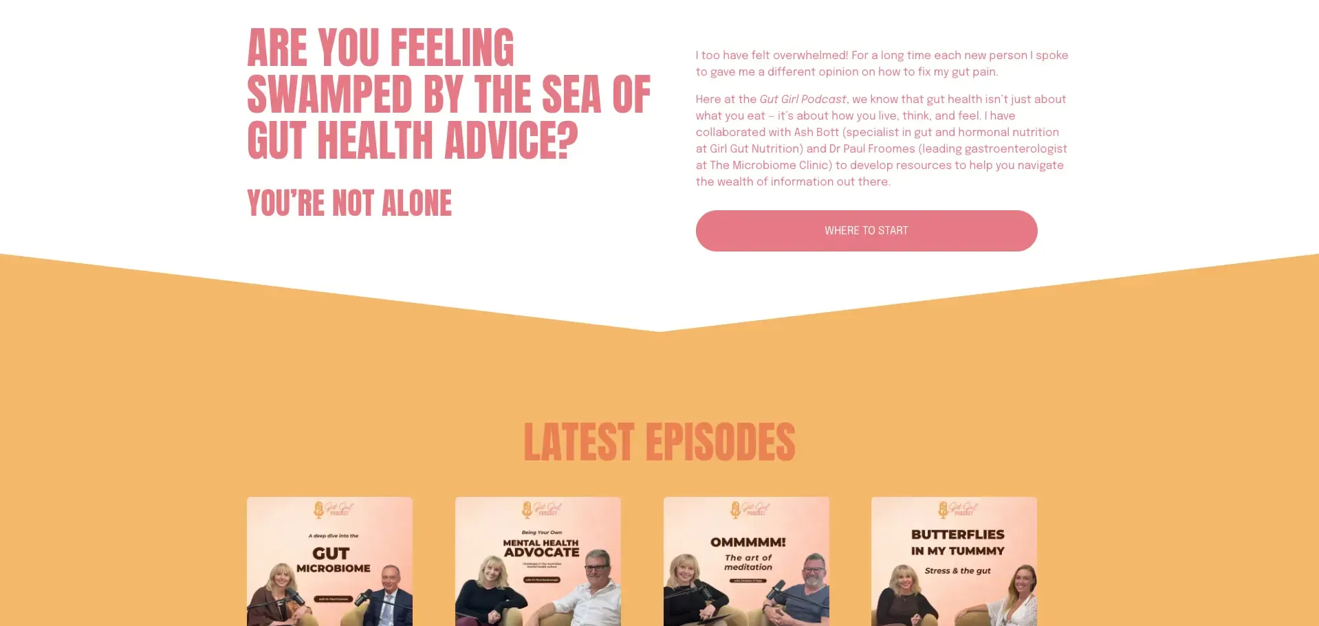 A section of the Gut Girl Podcast website